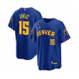 Men's Denver Nuggets #15 Nikola Jokic Blue With No.6 Patch Stitched Jersey