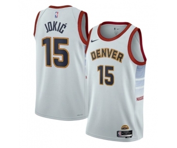 Men's Denver Nuggets #15 Nikola Jokic Gray 2022-23 City Edition Stitched Jersey