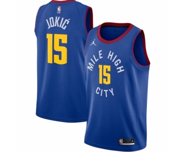 Men's Denver Nuggets #15 Nikola Jokic Jordan Brand Blue 2020-21 Swingman Jersey