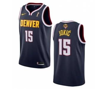 Men's Denver Nuggets #15 Nikola Jokic Navy 2023 Finals Champions Icon Edition Stitched Basketball Jersey