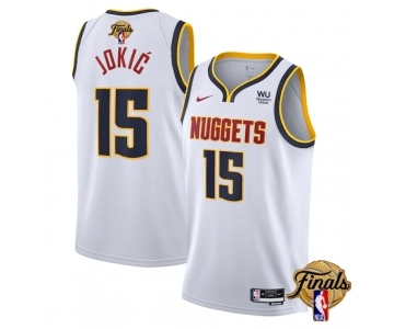 Men's Denver Nuggets #15 Nikola Jokic White 2023 Finals Association Edition Stitched Basketball Jersey