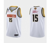 Men's Denver Nuggets #15 Nikola Jokic White 2023 Finals Champions Association Edition With NO.6 Patch Stitched Basketball Jersey