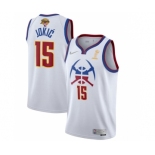 Men's Denver Nuggets #15 Nikola Jokic White 2023 Finals Champions Earned Edition Stitched Basketball Jersey