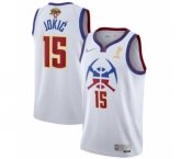 Men's Denver Nuggets #15 Nikola Jokic White 2023 Finals Champions Earned Edition Stitched Basketball Jersey