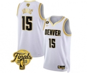 Men's Denver Nuggets #15 Nikola Jokic White 2023 Finals Collection With NO.6 Patch Stitched Basketball Jersey