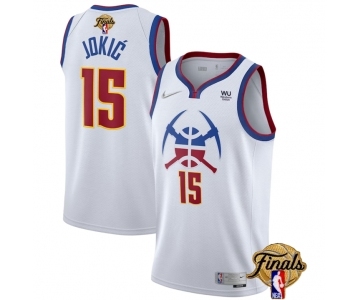 Men's Denver Nuggets #15 Nikola Jokic White 2023 Finals Earned Edition Stitched Basketball Jersey