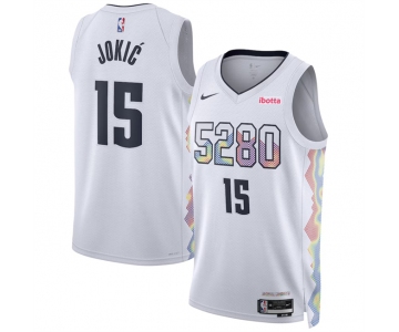 Men's Denver Nuggets #15 Nikola Jokic White 2024-25 City Edition Stitched Basketball Jersey