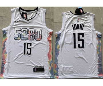 Men's Denver Nuggets #15 Nikola Jokic White 2024 City Edition Stitched Basketball Jersey