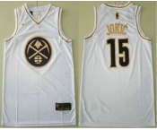 Men's Denver Nuggets #15 Nikola Jokic White Golden Nike Swingman Stitched NBA Jersey