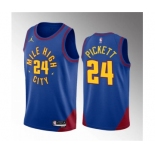 Men's Denver Nuggets #24 Jalen Pickett Blue 2023 Draft Statement Edition Stitched Basketball Jersey