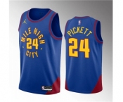 Men's Denver Nuggets #24 Jalen Pickett Blue 2023 Draft Statement Edition Stitched Basketball Jersey