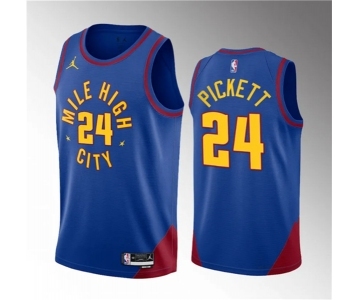 Men's Denver Nuggets #24 Jalen Pickett Blue 2023 Draft Statement Edition Stitched Basketball Jersey