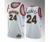 Men's Denver Nuggets #24 Jalen Pickett White 2023 Draft Icon Edition Stitched Basketball Jersey