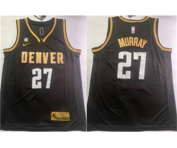 Men's Denver Nuggets #27 Jamal Murray Black With NO.6 Patch Stitched Jersey