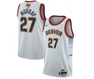 Men's Denver Nuggets #27 Jamal Murray White 2023 Finals Champions Icon Edition Stitched Basketball Jersey