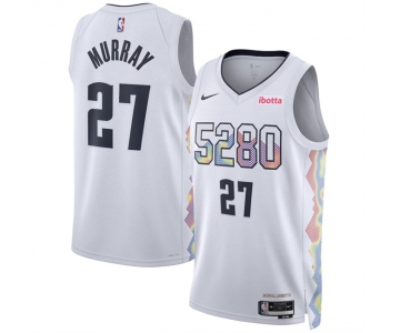 Men's Denver Nuggets #27 Jamal Murray White 2024-25 City Edition Stitched Basketball Jersey