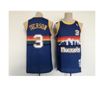 Men's Denver Nuggets #3 Allen Iverson Swingman Blue Basketball Jersey