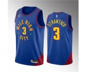 Men's Denver Nuggets #3 Julian Strawther Blue 2023 Draft Statement Edition Stitched Basketball Jersey