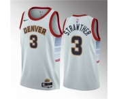 Men's Denver Nuggets #3 Julian Strawther White 2023 Draft Icon Edition Stitched Basketball Jersey