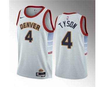 Men's Denver Nuggets #4 Hunter Tyson White 2023 Draft Icon Edition Stitched Basketball Jersey