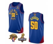 Men's Denver Nuggets #50 Aaron Gordon Blue 2023 Nuggets Champions Patch And Finals Patch Statemenr Edition Stitched Basketball Jersey