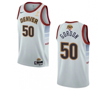 Men's Denver Nuggets #50 Aaron Gordon White 2023 Finals Champions Icon Edition Stitched Basketball Jersey