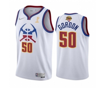 Men's Denver Nuggets #50 Aaron Gordon White 2023 Finals Earned Edition Stitched Basketball Jersey