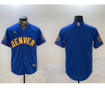 Men's Denver Nuggets Blank Blue With Patch Stitched Jersey