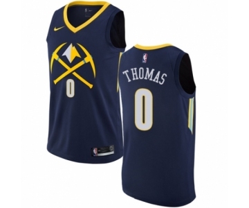 Men's Nike Denver Nuggets #0 Isaiah Thomas Authentic Navy Blue NBA Jersey - City Edition