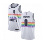 Men's Nike Denver Nuggets #0 Isaiah Thomas Authentic White NBA Jersey - City Edition