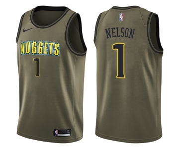 Men's Nike Denver Nuggets #1 Jameer Nelson Swingman Green Salute to Service NBA Jersey