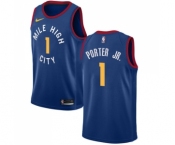 Men's Nike Denver Nuggets #1 Michael Porter Authentic Light Blue NBA Jersey Statement Edition