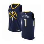 Men's Nike Denver Nuggets #1 Michael Porter Authentic Navy Blue NBA Jersey - City Edition