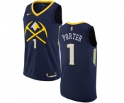 Men's Nike Denver Nuggets #1 Michael Porter Authentic Navy Blue NBA Jersey - City Edition