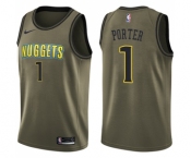 Men's Nike Denver Nuggets #1 Michael Porter Swingman Green Salute to Service NBA Jersey