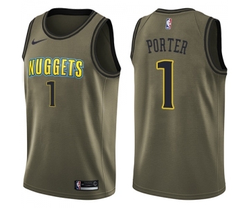 Men's Nike Denver Nuggets #1 Michael Porter Swingman Green Salute to Service NBA Jersey