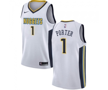 Men's Nike Denver Nuggets #1 Michael Porter Swingman White NBA Jersey - Association Edition