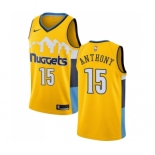 Men's Nike Denver Nuggets #15 Carmelo Anthony Swingman Gold Alternate NBA Jersey Statement Edition