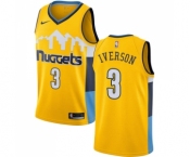 Men's Nike Denver Nuggets #3 Allen Iverson Swingman Gold Alternate NBA Jersey Statement Edition