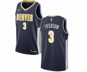 Men's Nike Denver Nuggets #3 Allen Iverson Swingman Navy Blue Road NBA Jersey - Icon Edition