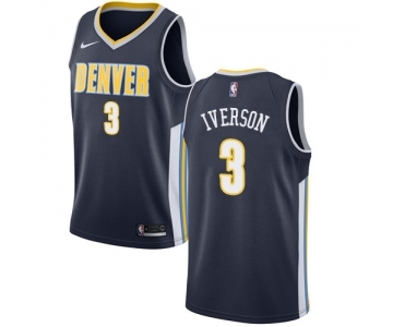 Men's Nike Denver Nuggets #3 Allen Iverson Swingman Navy Blue Road NBA Jersey - Icon Edition