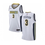 Men's Nike Denver Nuggets #3 Allen Iverson Swingman White NBA Jersey - Association Edition