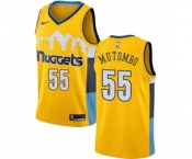 Men's Nike Denver Nuggets #55 Dikembe Mutombo Swingman Gold Alternate NBA Jersey Statement Edition