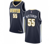 Men's Nike Denver Nuggets #55 Dikembe Mutombo Swingman Navy Blue Road NBA Jersey - Icon Edition