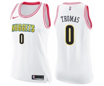 Women's Nike Denver Nuggets #0 Isaiah Thomas Swingman White Pink Fashion NBA Jersey