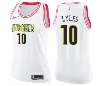 Women's Nike Denver Nuggets #10 Trey Lyles Swingman White Pink Fashion NBA Jersey