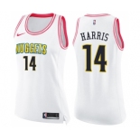 Women's Nike Denver Nuggets #14 Gary Harris Swingman White Pink Fashion NBA Jersey