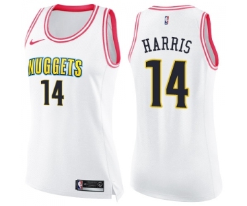 Women's Nike Denver Nuggets #14 Gary Harris Swingman White Pink Fashion NBA Jersey