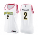 Women's Nike Denver Nuggets #2 Alex English Swingman White Pink Fashion NBA Jersey