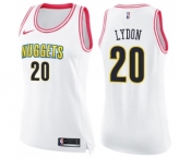 Women's Nike Denver Nuggets #20 Tyler Lydon Swingman White Pink Fashion NBA Jersey